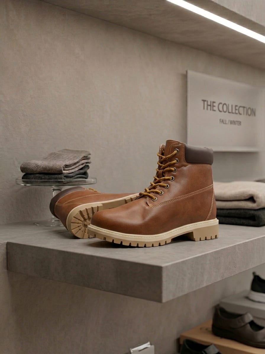Brown High-Top Leather Boots